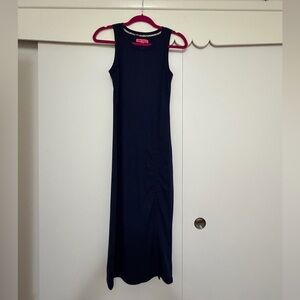Betsey Johnson Bodycon Navy Midi Dress with Ruching